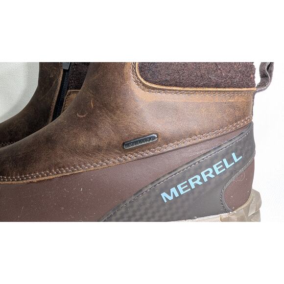 MERRELL Women's Thermal Kiruna Mid Zip Waterproof Snow Boot Sz 8.5 UK 39 Clay - Picture 4 of 9